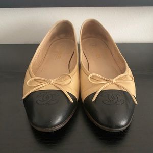 Chanel Black and Beige Ballet Flats